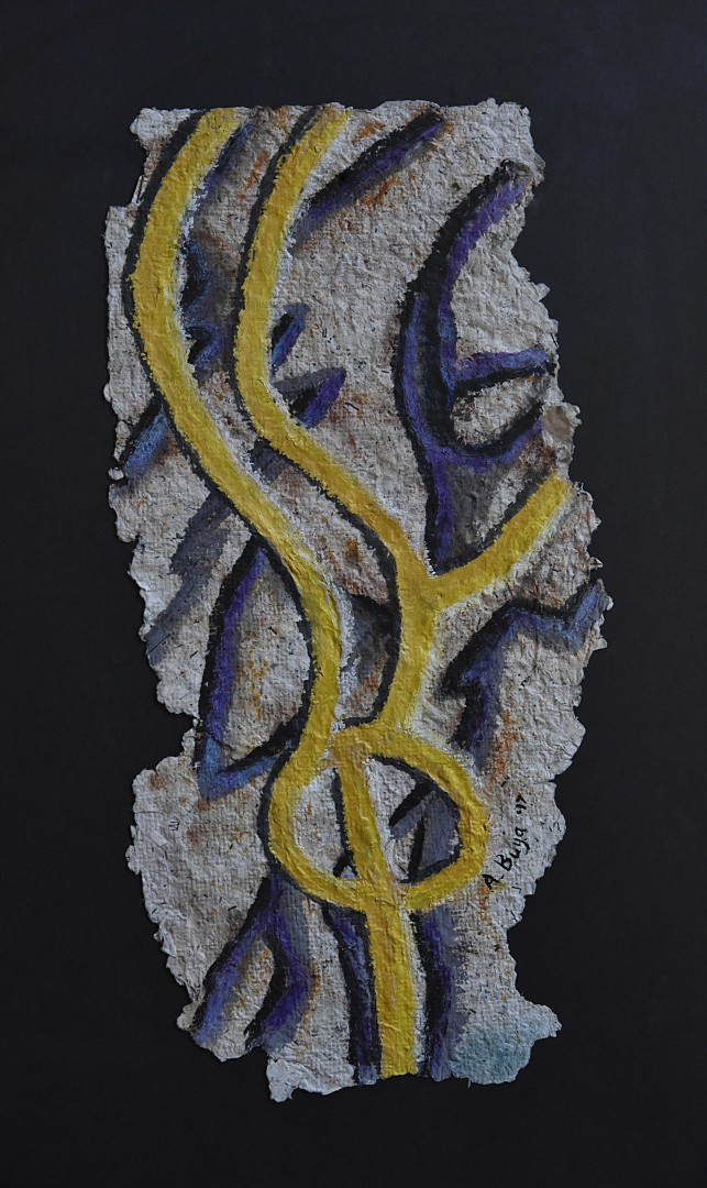 Yellow Beads On Handmade Paper (unknown)